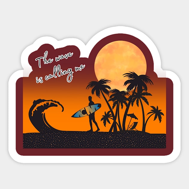 Surfing st sunset Sticker by AgnesTemplates